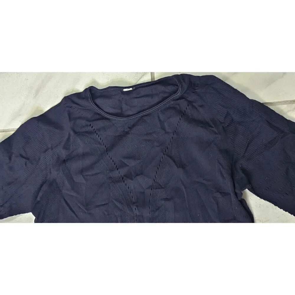 Lululemon Dark Navy Blue Reveal Long Sleeve Size 4/6 RARE Special Edition Breeze